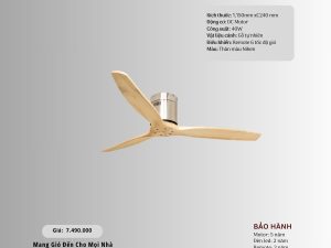 Quạt trần 3 cánh gỗ tự nhiên HS-QViFa-18