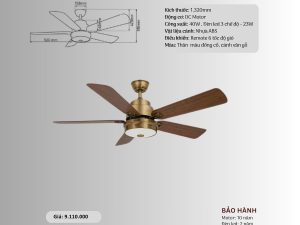 Quạt trần đèn 5 cánh nhựa HS-QT33C