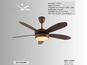 Quạt trần đèn 5 cánh nhựa HS-QT33ND
